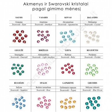 Sidabrinis graviruotų pakabukų komplektas mamytei su trimis kristalais ir vaikų vardais 8